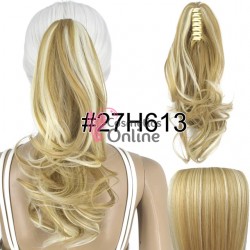 Extensie de par coada ondulata cu cleste 45 cm Cod CP22227H613 Blond Auriu cu suvite Blond Deschis